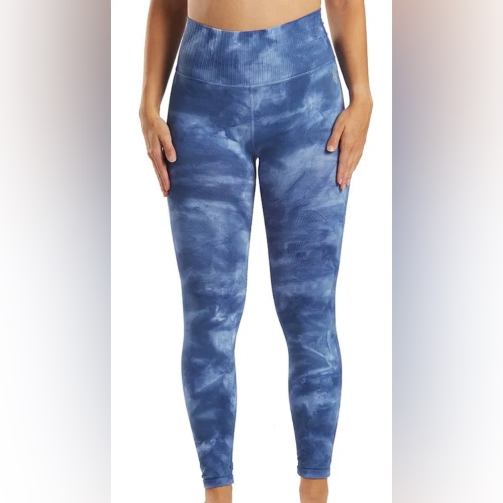 NEW Women’s FP Movement by Free People Good Karma Blue Tie-Dye Leggings XS/S